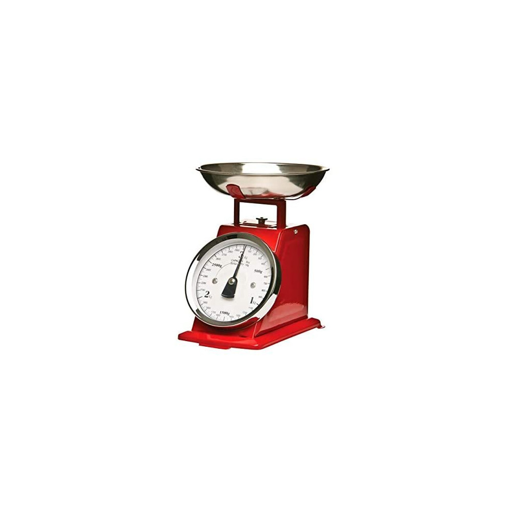 Premier Housewares 3Kg Retro Kitchen Scale Weighing Scales Cooking Stainless Steel Kitchen Scales With Bowl Baking Scales Food Scales For We
