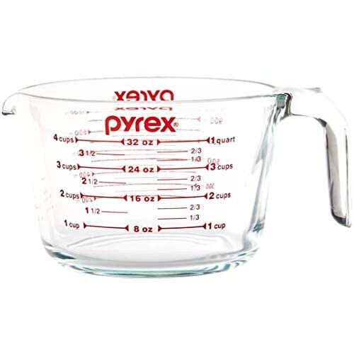 Pyrex Pyrex SYNCHKG039125 4 Measuring Cup, Clear with Red Graphics, Glass