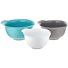 Ciotole da Mischiare in Plastica Nesting KitchenAid, Set di 3, 2.5L, 3.5L, 4.5L, Base Antiscivolo con Beccuccio