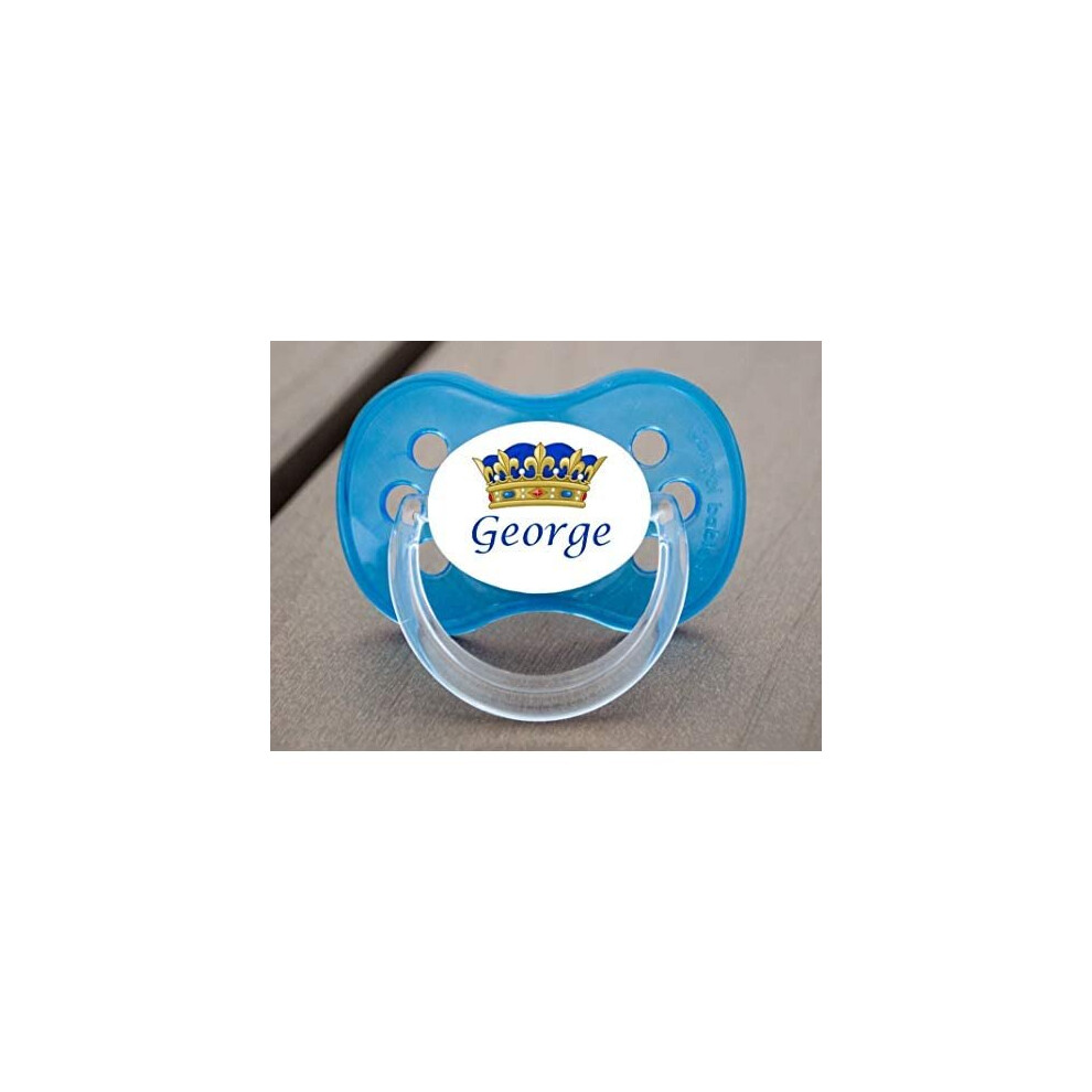 Funky Dummy Twin Pack Personalised Dummy Pacifier Soother, All Teats, Sizes & Colours, Blue Crown **2 Pack**