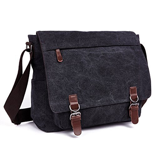 LOSMILE Laptop Messenger Bags Men s Shoulder Bag 16 Inches Vintage Canvas Bag for School and Work Multiple Pocket. Black on OnBuy