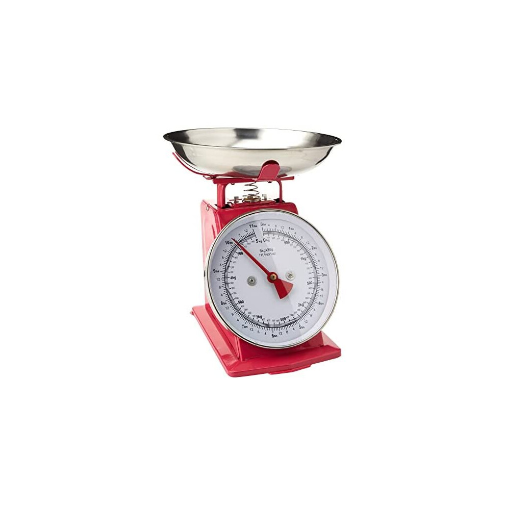 Premier Housewares 807083 Retro Kitchen Scales With Bowl Stainless Steel Food Cooking Scales 5Kg Food Scales Weighing Kitchen Scale Bowl Hot
