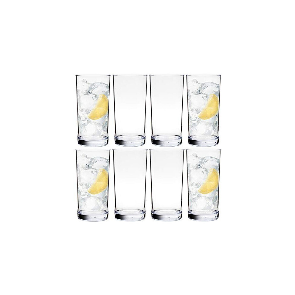Youngever 8 Pack 500ml Plastic Water Tumbler, Set of 8, Plastic Glasses, Reusable Plastic Cups, Unbreakable Glasses, Plastic Tumblers (Clear
