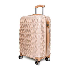 Suitcase Trolley Carry On Hand Cabin Luggage Hard Shell Travel Bag Lightweight Durable 4 Spinner Wheels (Rose Gold)