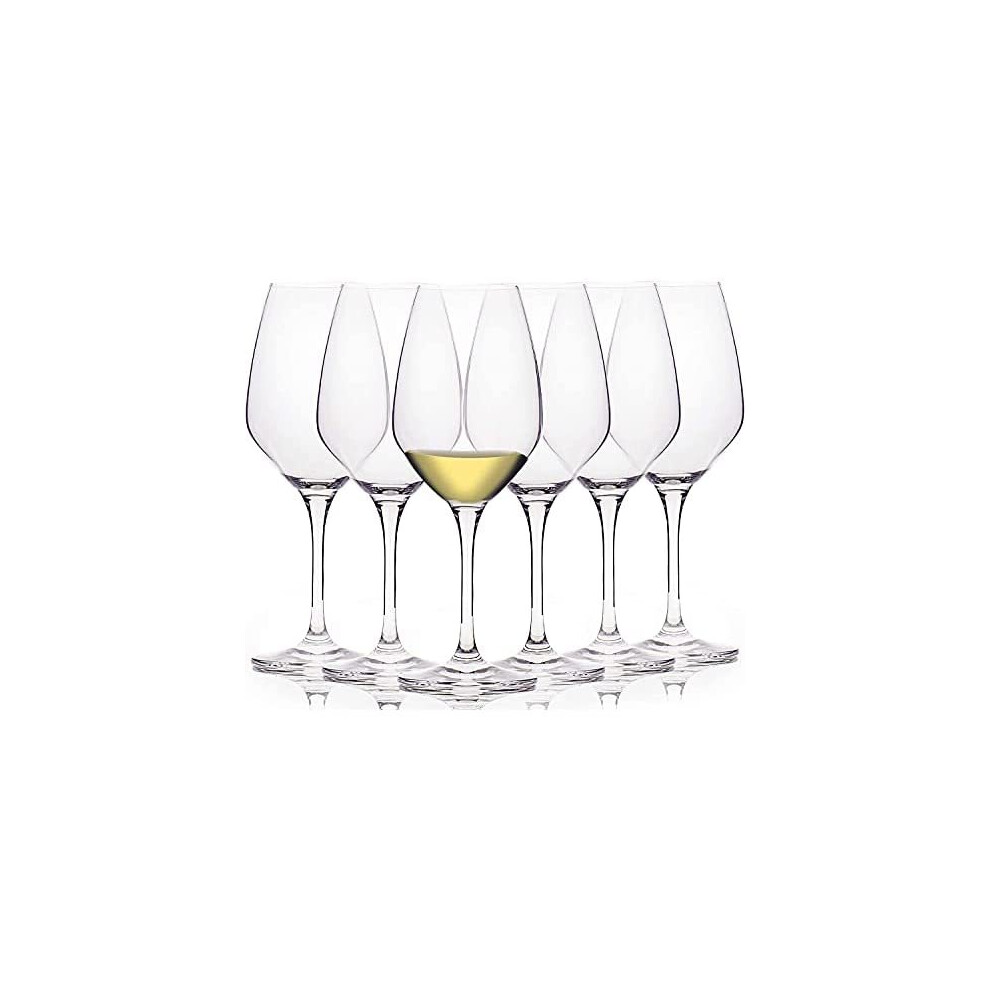 Zuvo White Wine Glass Set of 6, 37CL Italian Style Wine Glasses with Long Stem 14 oz Crystal Clear Wine Glass for Home Bar, Kitchen, Restaur