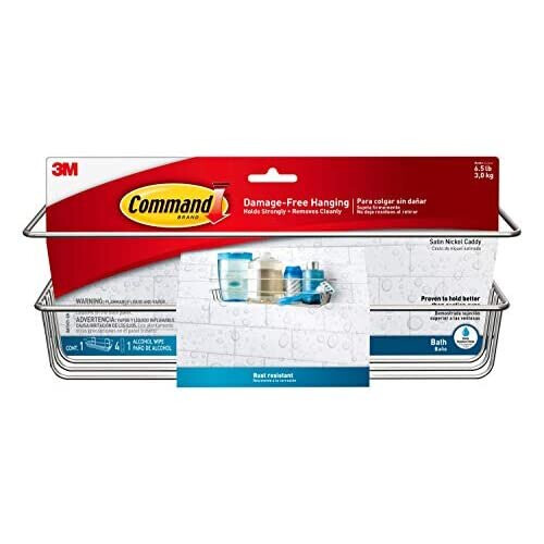 3M Command BATH31-SN-ES Shower Caddy, Satin Nickel