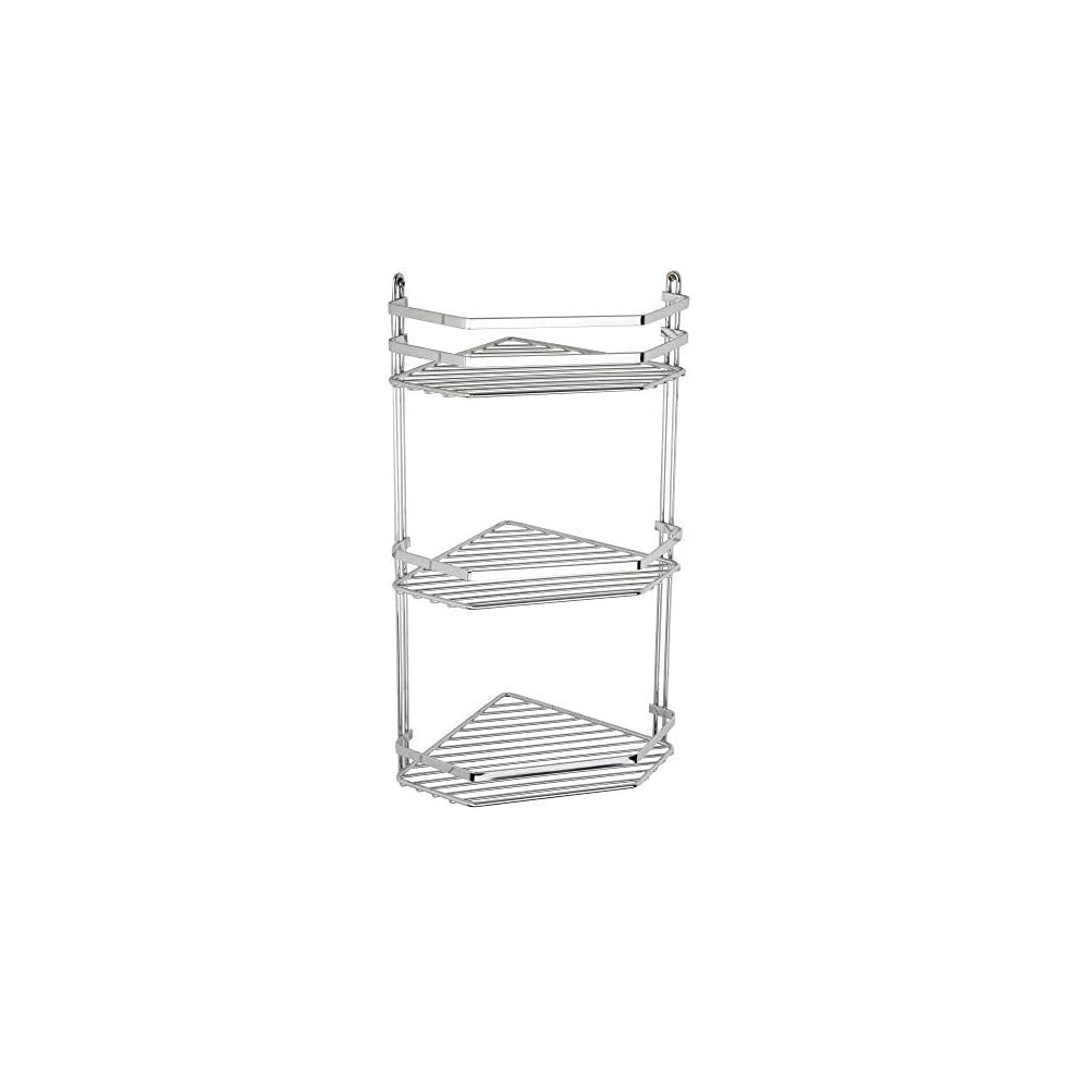 Euroshowers Satina Wire Triple Shelf Corner Shower Basket Chrome By Norwood