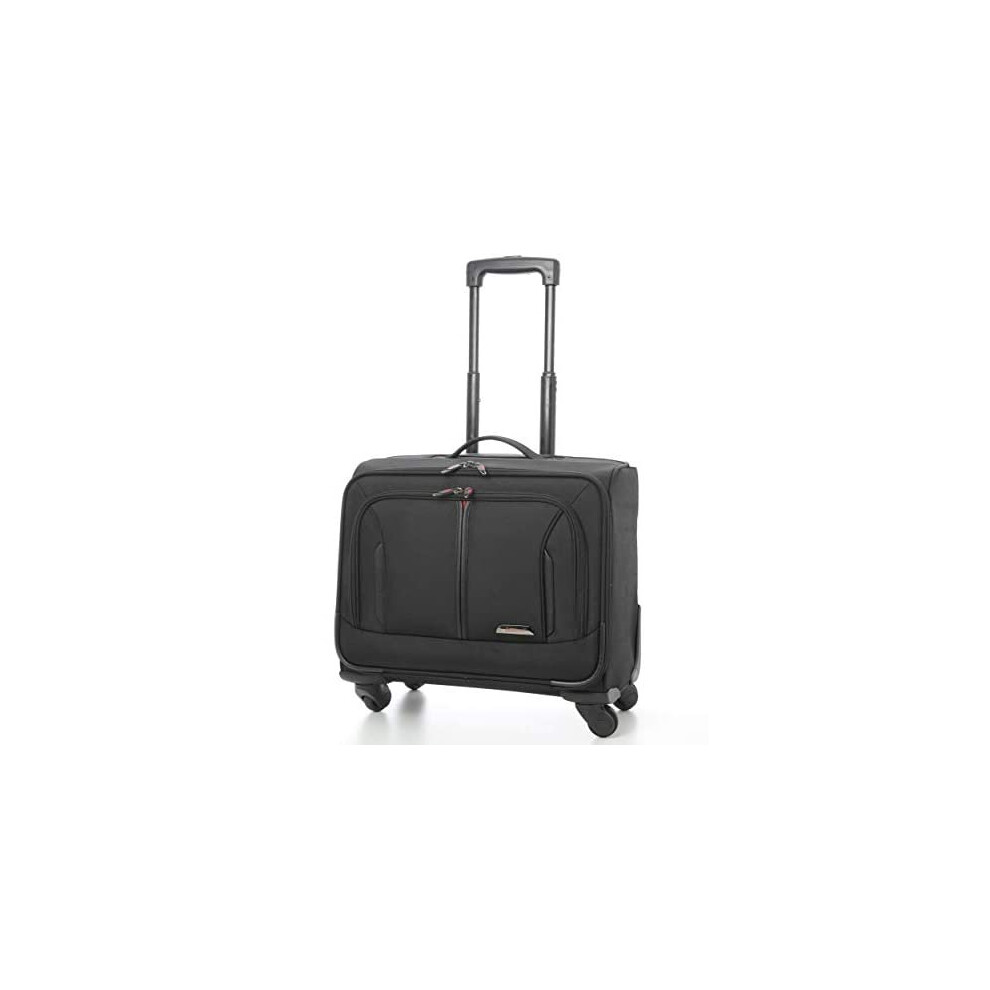 Aerolite 18 4 Wheeled Laptop Bag Executive Business Bag Mobile Office Cabin Luggage Suitcase  Approved for Easyjet, BA & Jet2, Black (Black)