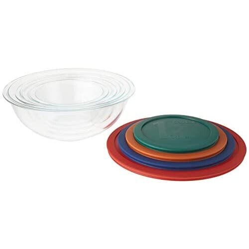 Pyrex Pyrex 8Pc Smart Essentials Mixing Set Includes 4 Bowls and 4 Covers Earplug, 15 cm, Black 1