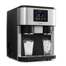Klarstein Eiszeit Crush - 3-in-1: Ice Maker, Ice Machine, Ice Cube Maker, Crushed Ice, Ice Water, 2 Cube Sizes, 15-18kg / 24h, LCD Display,