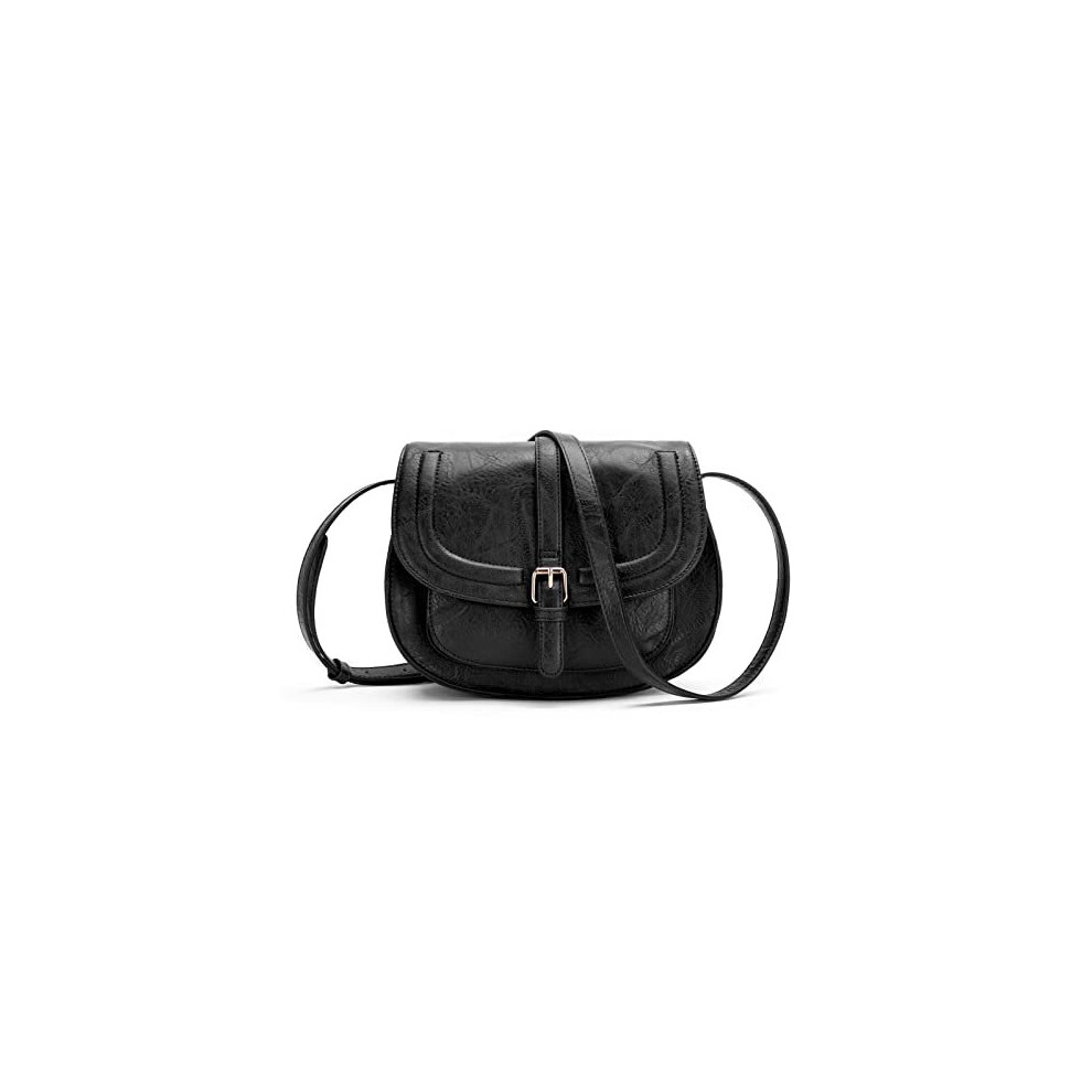AFKOMST Crossbody Bag for Women, Small Satchel and Shoulder Bag,Vintage Saddle Handbags,Vegan Leather