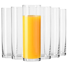 KROSNO Tall Water Juice Beverage Drinking Highball Glasses | Set of 6 Pieces | 200 ml | Pure Collection | Ideal for Home, Restaurant, Events