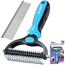 Candure Dematting Comb for Dog and Cat, Pet Grooming Rake and Brushes for Small, Medium Large Dogs-Double Sided Deshedding Tool Removes Knot