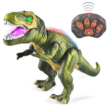 JOYIN LED Light Up Remote Control Dinosaur Walking and Roaring Realistic T-Rex Dinosaur Toys with Glowing Eyes, Walking Movement, Shaking He
