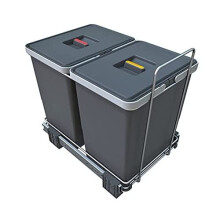 ELLETIPI Ecofil PF01 34B2 Pull-Out Recycling Bins, Plastic and Metal, Grey, 30 x 45 x 36 cm
