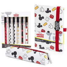 Disney Stationary Sets for Women Or Girls with Mickey Mouse A5 Notebook, Pencil Case and Set of 6 Blue Ink Pens for School Or Office, Cute Gifts