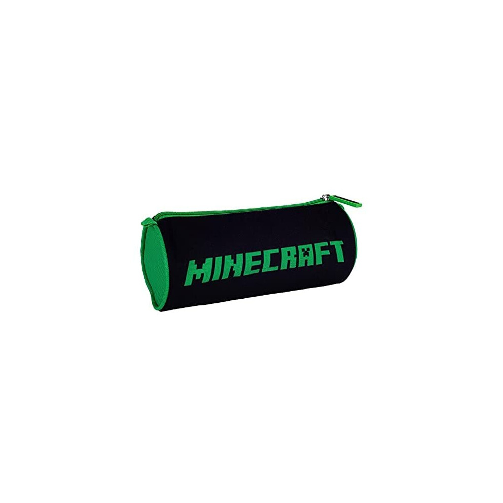 Minecraft Round Pencil Case Black/Green