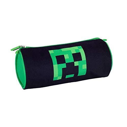 Minecraft Minecraft Round Pencil Case Black/Green 1