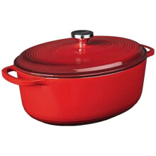 Lodge 7 Quart Oval Enameled Dutch Oven Classic Red Enamel Cast Iron Dutch Oven (Red)