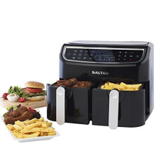 Salter EK4548 Dual Cook Pro Air Fryer, Double Drawer Non-Stick Cooking, Sync & Match Cook Function, 2 XL Frying Trays For Independent Cooki