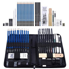 H & B Sketching Pencils Drawing Set,40pcs Art Supplies Artist Sketching Kit with Sketch Draw Pencils Charcoal Pencil Extender Canvas Pencil Bag a