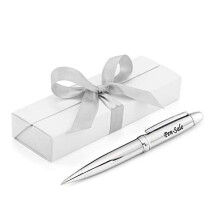 Personalised Stylish Ballpoint Engraved Pen in a classy gift box with a silver ribbon - Gifts for Christmas or Any Gift Idea, Gifts For Men and W