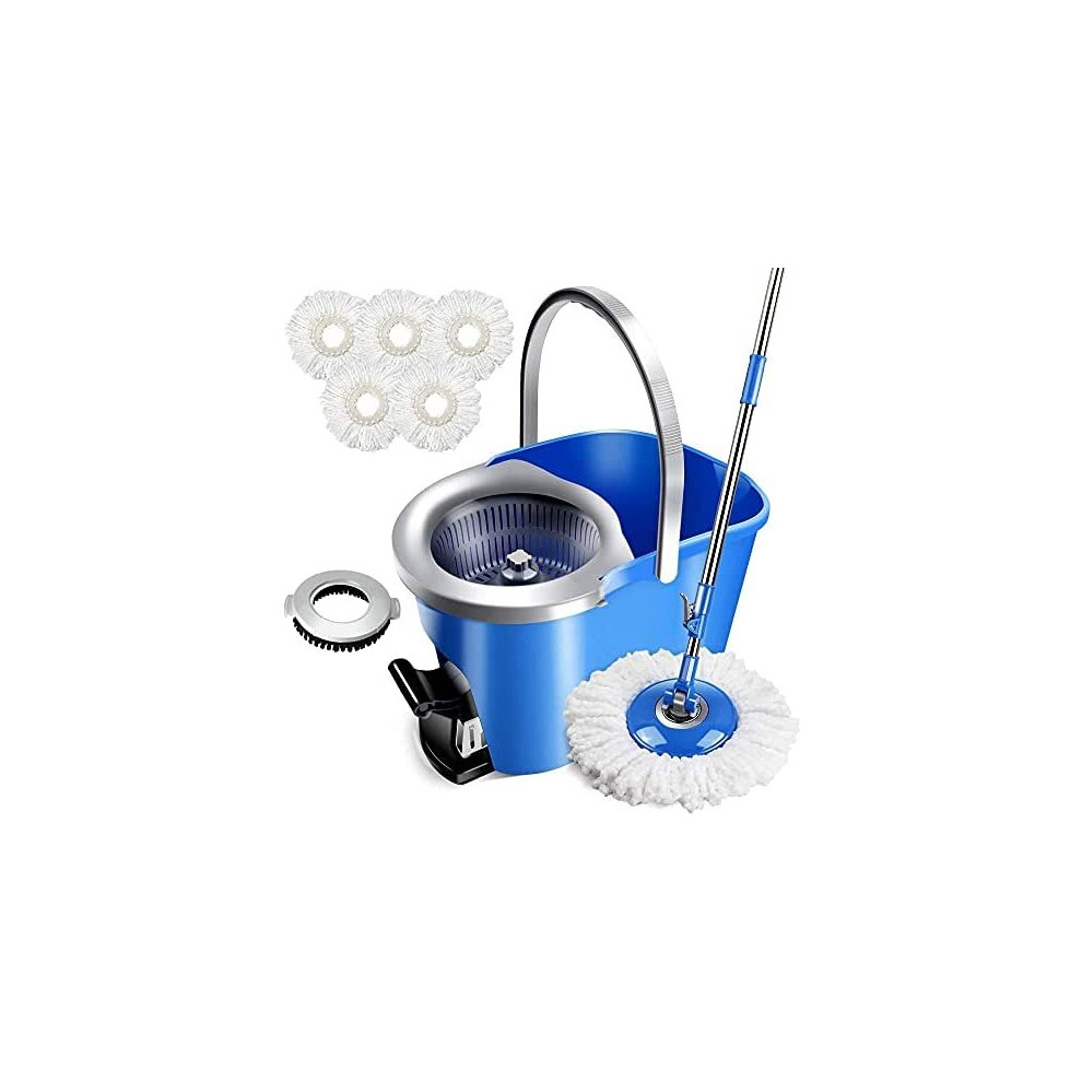 Masthome Mop and Buckets Sets,Spinning Mop and Bucket with 5 Microfiber Pads,Floor Mops Bucket with Wringer for Hardwood Tile Laminate Floor Clea