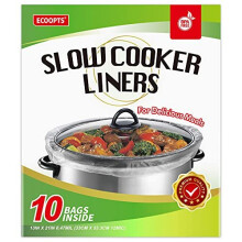10 Count Slow Cooker Liners by ECOOPTS | Large Cooking Bags Fit 3-8.5 Quarts -1 Pack