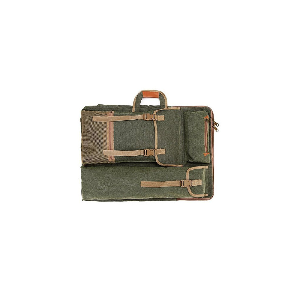 Artists Field Carry Bags, Stillshine Vintage Canvas 4K Sketchpad Multifunctional Shoulder Backpack for Drawing Sketching Painting Army Green
