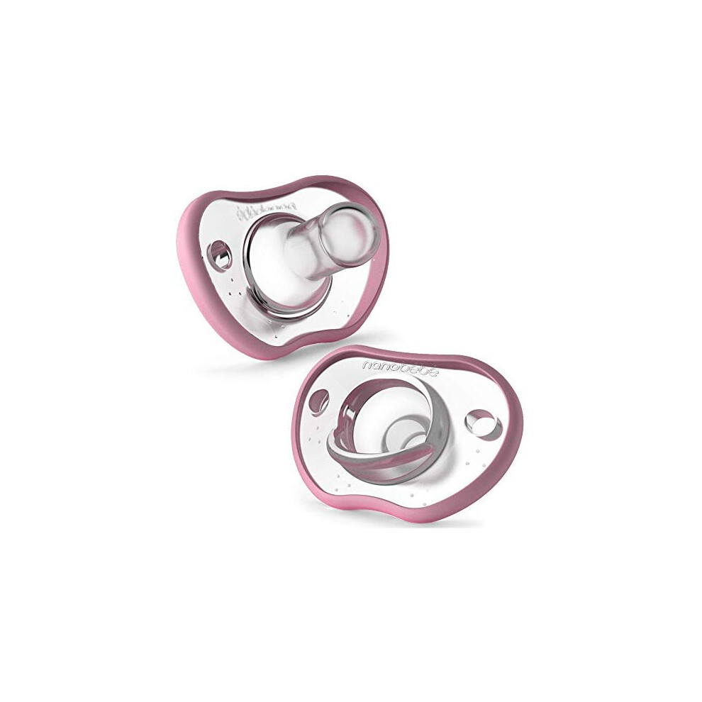 Nanobebe Baby Pacifiers 0-3 Month - Orthodontic, Curves Comfortably With Face Contour, Award Winning For Breastfeeding Babies, 100% Silicone - Bp