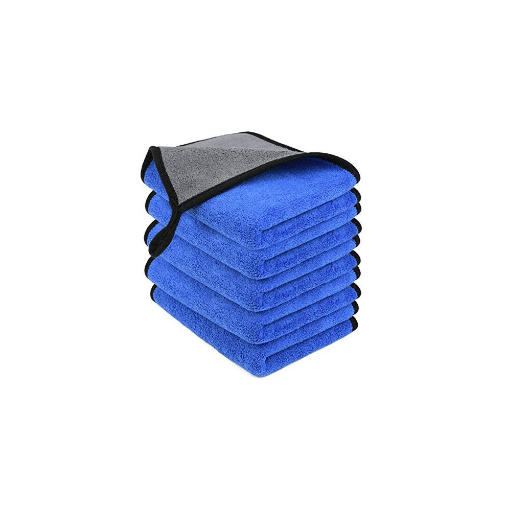 Uraqt Microfibre Cleaning Cloths, 5 Pack Car Cleaning Cloths, Two-Layer Thickened Microfibre Towels, Lint Free Super Absorbent Cleaning Towel For Coral 6973009411075