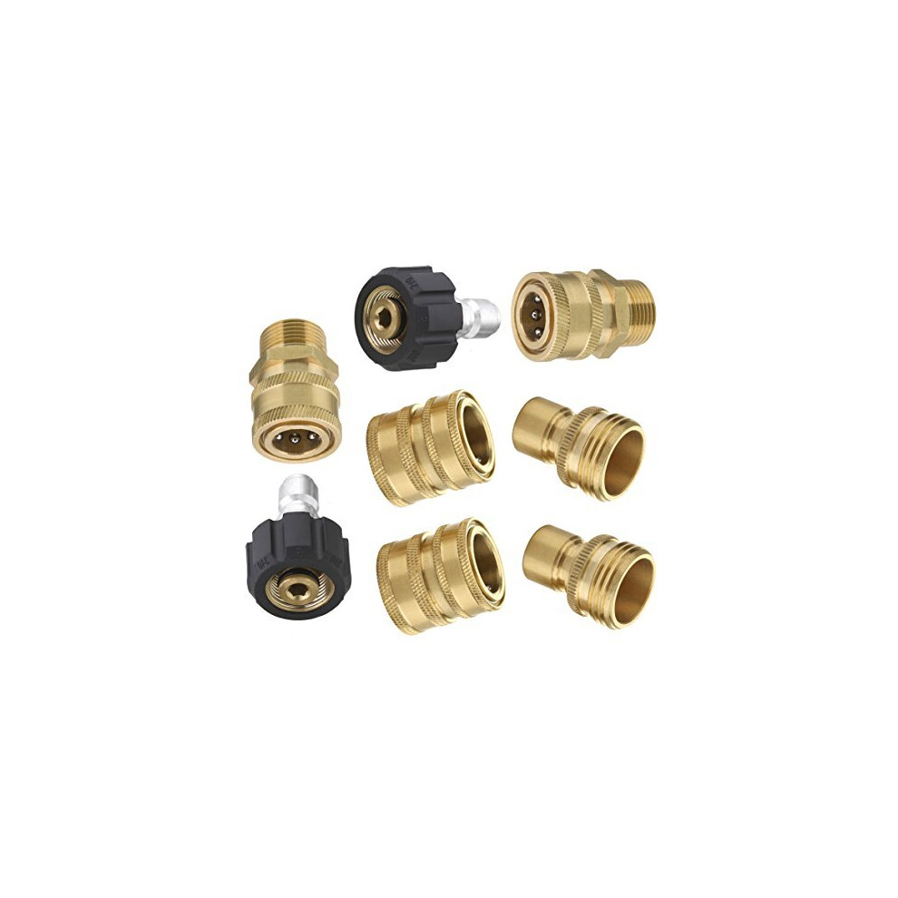 M MINGLE Ultimate Pressure Washer Adapter Set, Quick Disconnect Kit, M22 Swivel to 3/8 Inch Quick Connect, 3/4 Inch to Quick Release, 8-Pack
