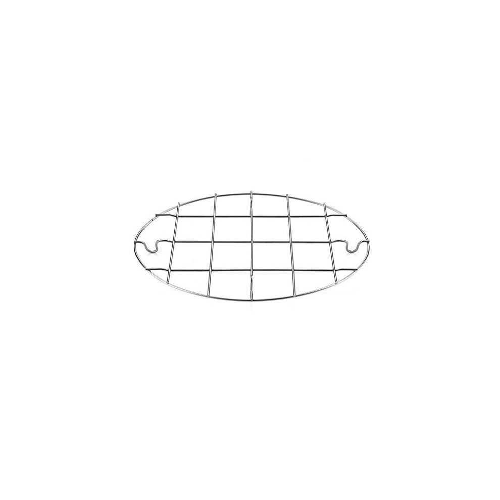 TamBee 9.8x6.7 Inch Oval Roasting Cooling Rack 304 Stainless Steel Baking Broiling Rack Cookware 0.8 Inch heigh Thick Version 1PC