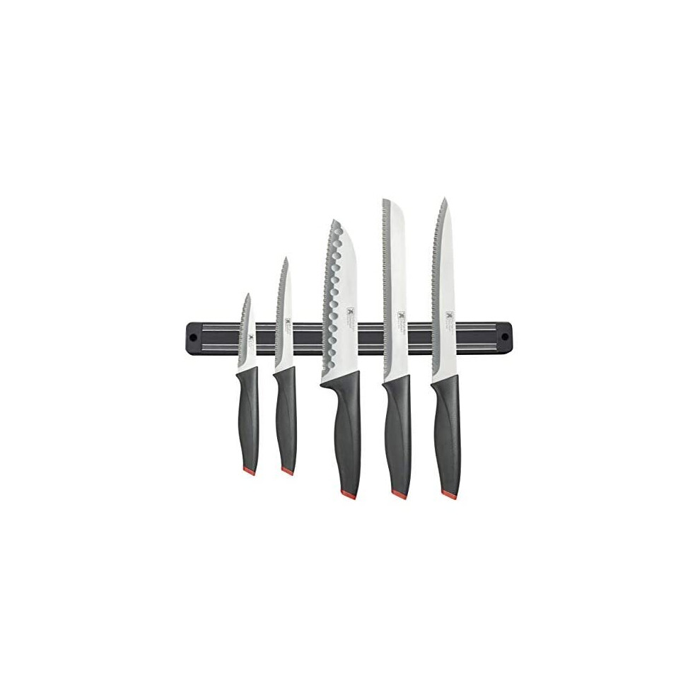 RICHARDSON SHEFFIELD R02300P506KB4 Laser 5pc Knife Set with Magnetic Rack Kitchen Knives, Stainless Steel, Black