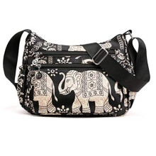 Ecohaso Women's Multi-Pocket Crossbody Bag - Waterproof Nylon Messenger/Shoulder Tote with Adjustable Strap (T-01 Elephant)