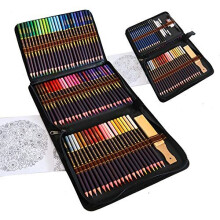 Complete 96 Piece Drawing Set - Beginner or Professional, Pencil Case with 72 Colouring Pencils, 12 Lead Pencils and Accessories, Perfect for for