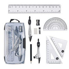 Vicloon Geometry Compass Set, 10pcs Maths Set in Carry Case, Educational Supplies wiht 2 Types Drawing Compasses, Maths Protractor Set, Ruler Set