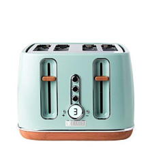 Haden Dorchester Toaster Modern LCD Display Digital Four Slice Toaster With Wood Effect Finish, Matt Sage Green cd58