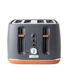 Haden Dorchester Toaster  Modern LCD Display Digital Four Slice Toaster With Wood Effect Finish, Matt Grey CF04