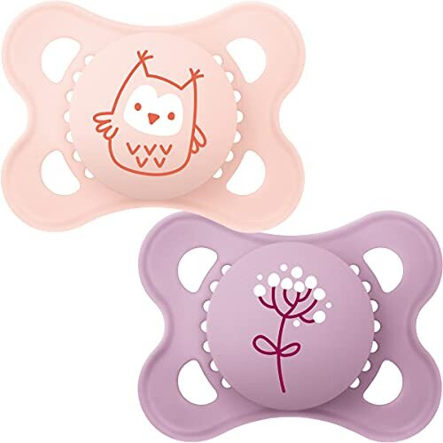 MAM MAM Original Colours of Nature Soother 0+ (Owl and Flower), Baby Soother Set for Newborns, MAM Soother Pack with Woodland Designs, Baby Soother P