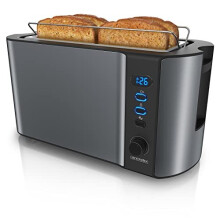 arendo - Frukost 4 slice long slot toaster - double wall housing with warming rack 6 browning settings auto bread centring reheat defrost