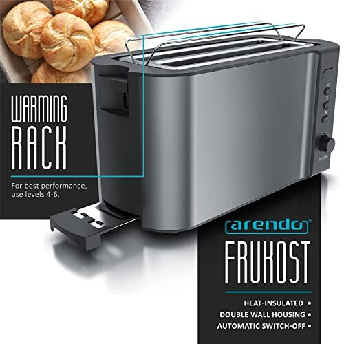 Arendo Toaster Double Long Slot Toaster Arendo Frukost Slice Long