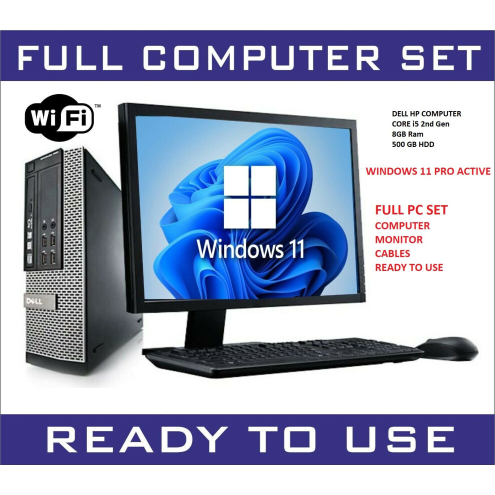 Refurbished Windows 11 PC Computer Set Core i5 Full set TFT WiFi 8GB 500GB WiFi 