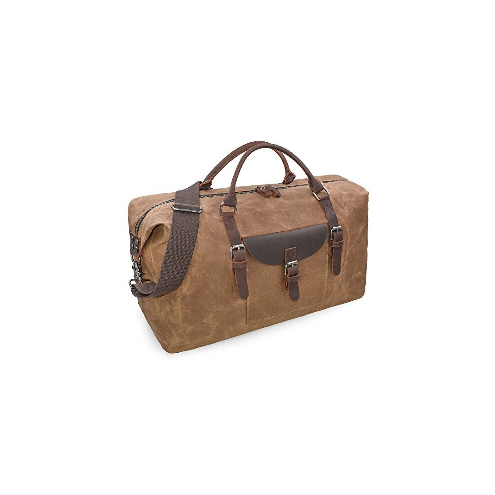 Mens Travel Holdall Duffle Bag Leather Weekend Overnight Bag Waterproof Large Canvas Holdall Vintage Totes Women Brown