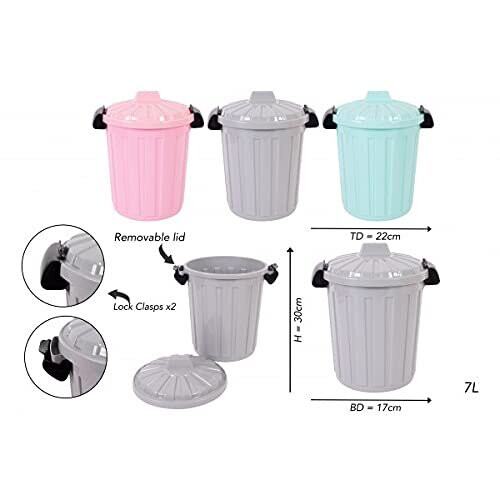 Robby'S 1 X Plastic Storage Recycle Kitchen Dust Waste Rubbish Tidy Bin With Lid 2