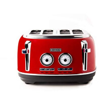 Haden Jersey Toaster Retro Electric Stainless-Steel Toaster with Reheat and Defrost Functions 1370-1630W, 220-240V, 4 Slice, Red - CD40