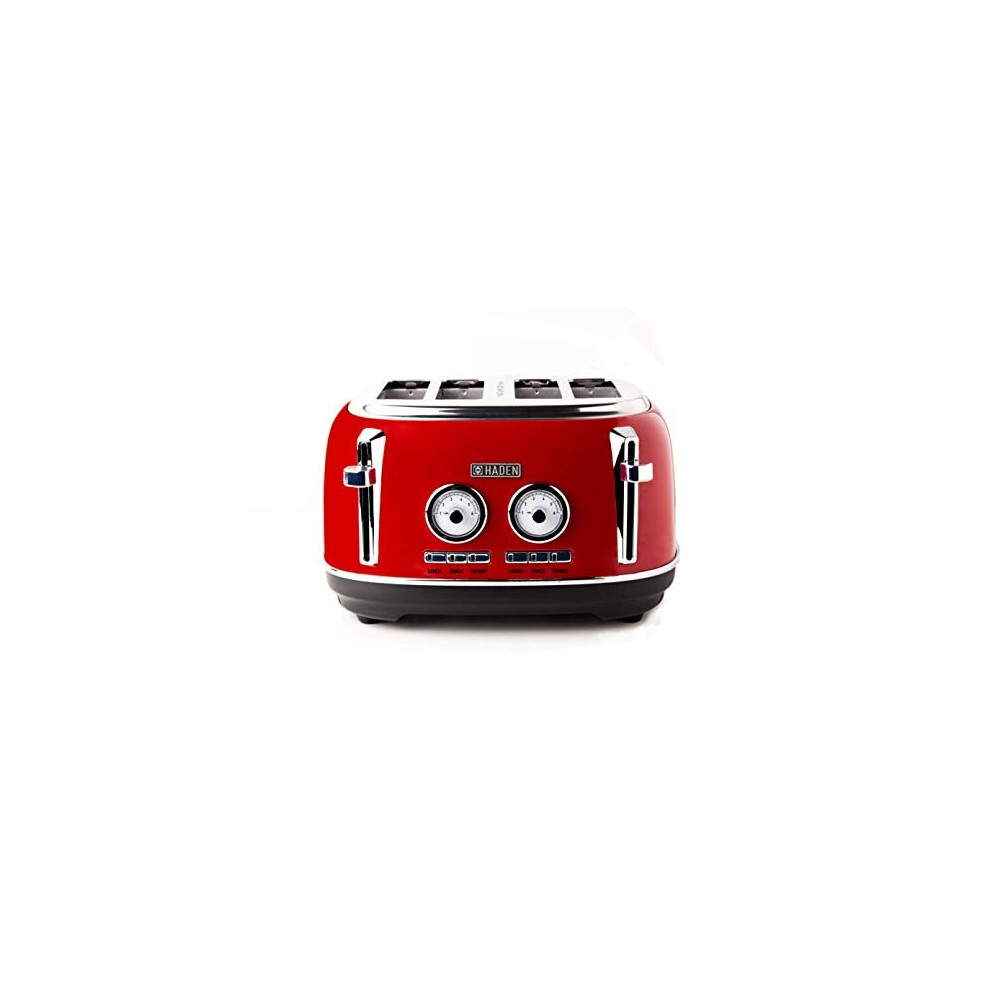 Haden Jersey Toaster Retro Electric Stainless-Steel Toaster With Reheat And Defrost Functions 1370-1630W, 220-240V, 4 Slice, - Cd40 Red