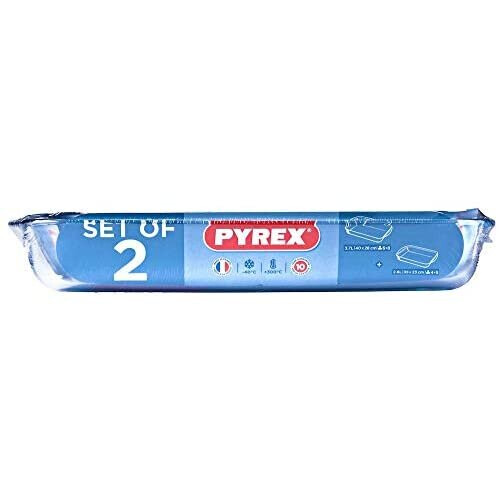 Pyrex Pyrex Classic 2 Piece Rectangular Glass Baking Roasting Bake Roaster Dish Set 2