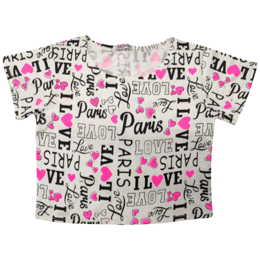 (7-8 Years, Crop Top) Girls I Love Paris Print Crop Top Legging Dresses-image-OPC-P8XCRJD-NEW