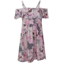 (11-12 Years, Lilac Floral Print) Girls Floral Lilac Party Off Shoulder Dresses 7-13